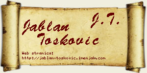 Jablan Tošković vizit kartica